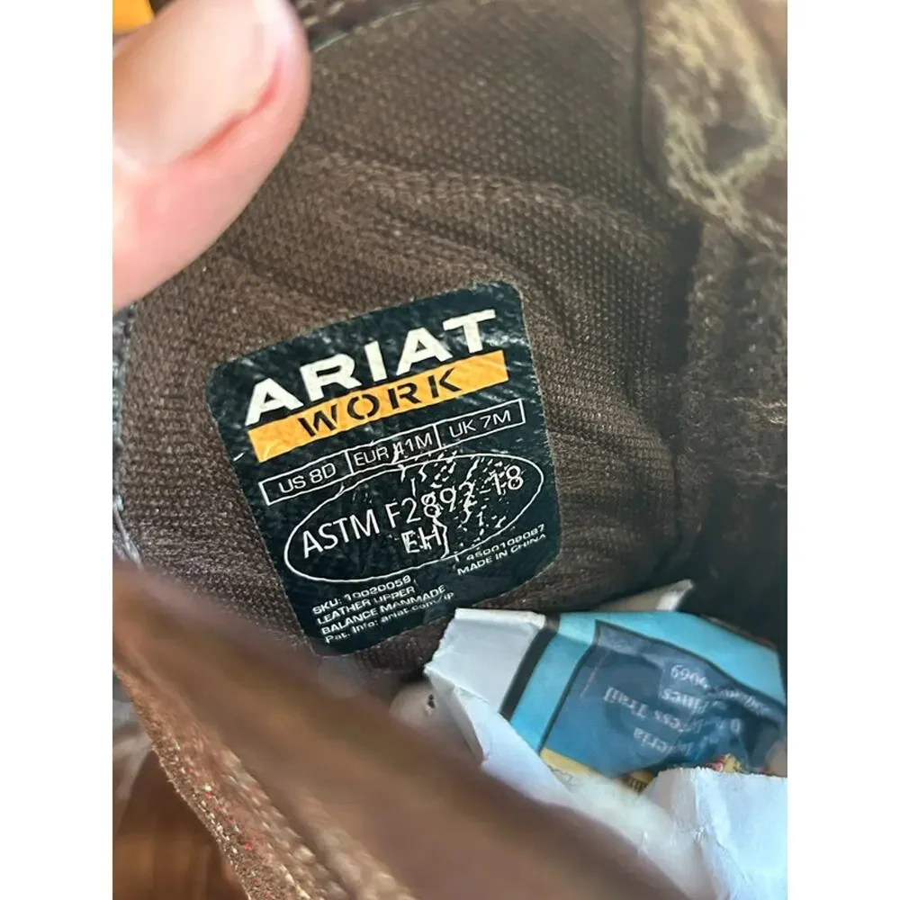 Ariat Groundbreaker men's size 8 brown leather work boots square toe